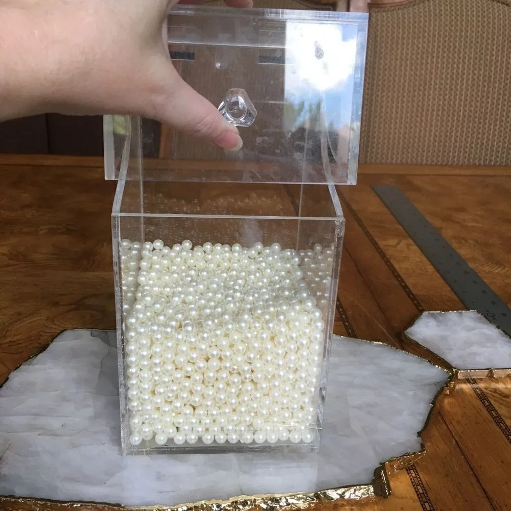 ACRYLIC PEARL Filled Flip Top Box for Decor!